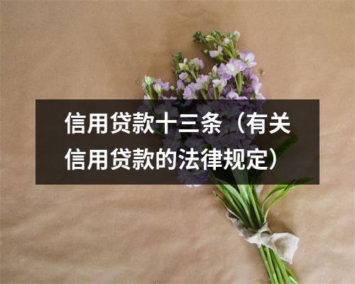 信用贷款十三条(有关信用贷款的法律规定)