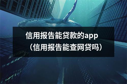 信用报告能贷款的app（信用报告能查网贷吗）