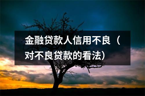 金融贷款人信用不良（对不良贷款的看法）