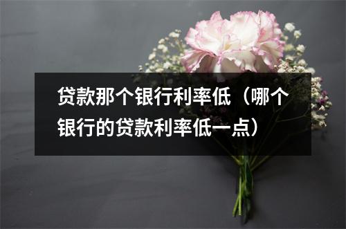 贷款那个银行利率低（哪个银行的贷款利率低一点）