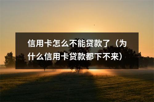 信用卡怎么不能贷款了（为什么信用卡贷款都下不来）