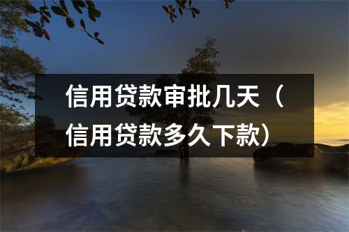 信用贷款审批几天（信用贷款多久下款）