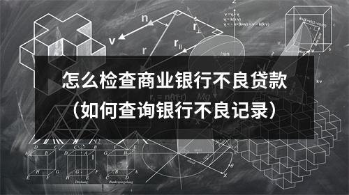 怎么检查商业银行不良贷款（如何查询银行不良记录）