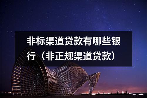 非标渠道贷款有哪些银行(非正规渠道贷款)