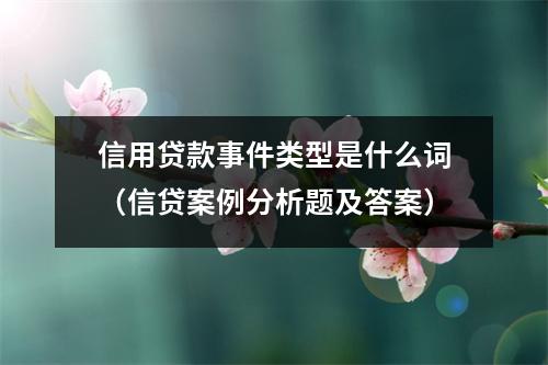 信用贷款事件类型是什么词（信贷案例分析题及答案）