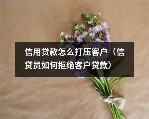 信用贷款怎么打压客户（信贷员如何拒绝客户贷款）