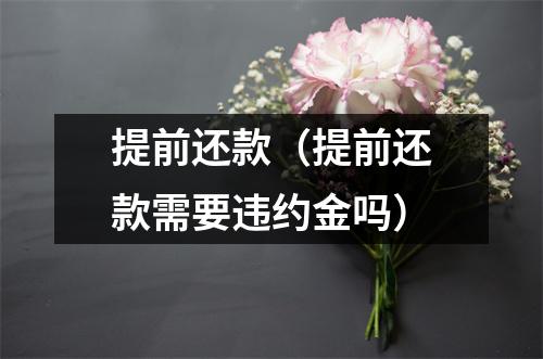 提前还款（提前还款需要违约金吗）