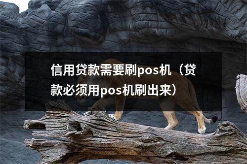 信用贷款需要刷pos机（贷款必须用pos机刷出来）