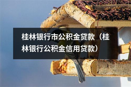 桂林银行市公积金贷款(桂林银行公积金信用贷款)