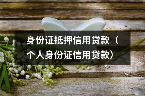 身份证抵押信用贷款（个人身份证信用贷款）