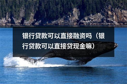 银行贷款可以直接融资吗(银行贷款可以直接贷现金嘛)