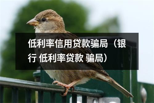低利率信用贷款骗局（银行 低利率贷款 骗局）