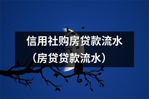 信用社购房贷款流水（房贷贷款流水）