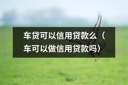 车贷可以信用贷款么（车可以做信用贷款吗）