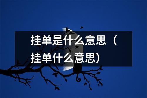 挂单是什么意思（挂单什么意思）