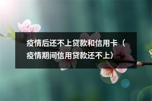 疫情后还不上贷款和信用卡（疫情期间信用贷款还不上）