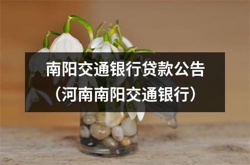 南阳交通银行贷款公告（河南南阳交通银行）