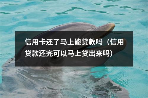 信用卡还了马上能贷款吗（信用贷款还完可以马上贷出来吗）