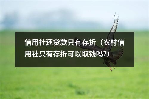 信用社还贷款只有存折（农村信用社只有存折可以取钱吗?）