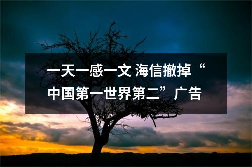 一天一感一文 海信撤掉“中国第一世界第二”广告
