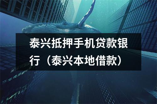 泰兴抵押手机贷款银行（泰兴本地借款）