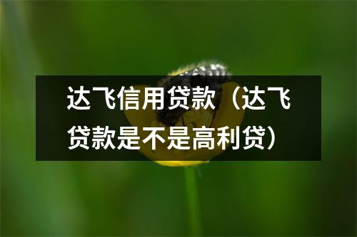 达飞信用贷款(达飞贷款是不是高利贷)