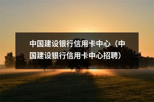 中国建设银行信用卡中心（中国建设银行信用卡中心招聘）