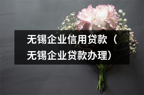 无锡企业信用贷款（无锡企业贷款办理）