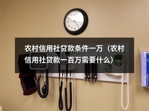 农村信用社贷款条件一万（农村信用社贷款一百万需要什么）