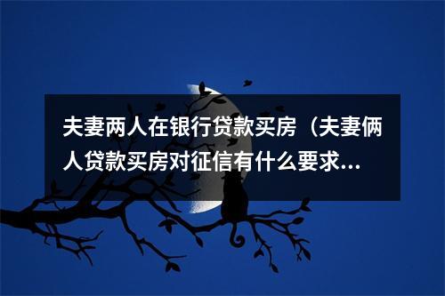 夫妻两人在银行贷款买房（夫妻俩人贷款买房对征信有什么要求）