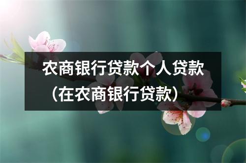 农商银行贷款个人贷款（在农商银行贷款）