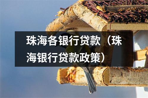 珠海各银行贷款（珠海银行贷款政策）