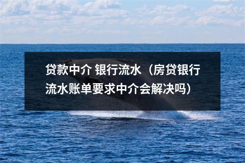 贷款中介 银行流水（房贷银行流水账单要求中介会解决吗）