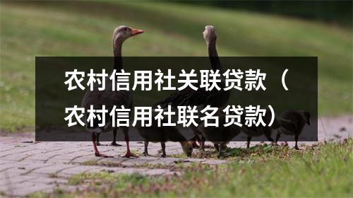 农村信用社关联贷款（农村信用社联名贷款）