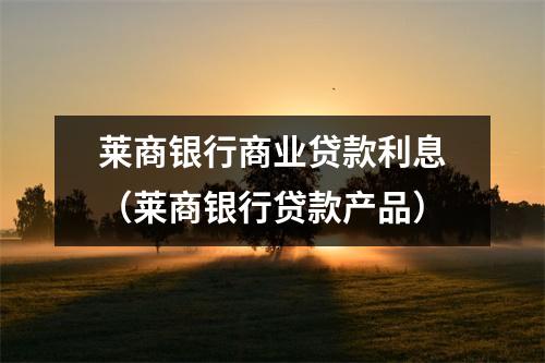 莱商银行商业贷款利息（莱商银行贷款产品）