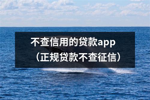 不查信用的贷款app（正规贷款不查征信）