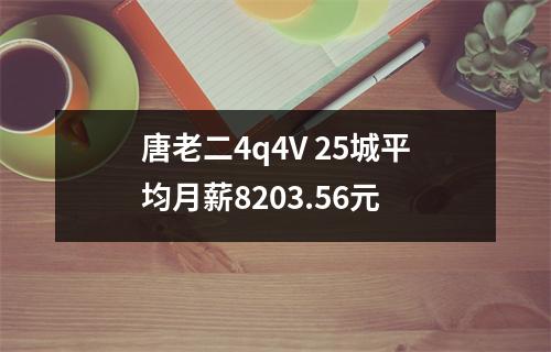 唐老二4q4V 25城平均月薪8203.56元