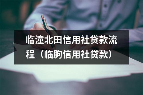 临潼北田信用社贷款流程（临朐信用社贷款）