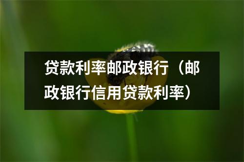 贷款利率邮政银行（邮政银行信用贷款利率）