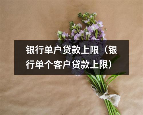 银行单户贷款上限（银行单个客户贷款上限）