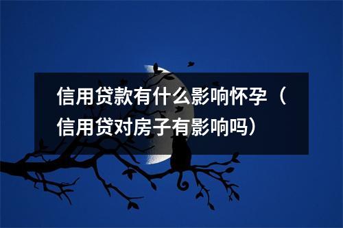 信用贷款有什么影响怀孕（信用贷对房子有影响吗）