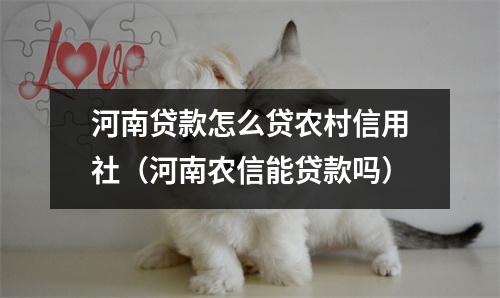 河南贷款怎么贷农村信用社（河南农信能贷款吗）