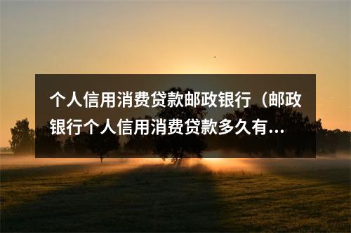 个人信用消费贷款邮政银行（邮政银行个人信用消费贷款多久有结果）