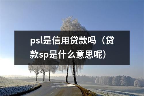 psl是信用贷款吗（贷款sp是什么意思呢）