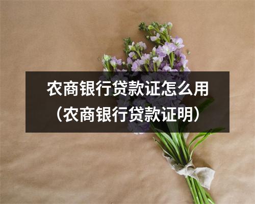 农商银行贷款证怎么用（农商银行贷款证明）
