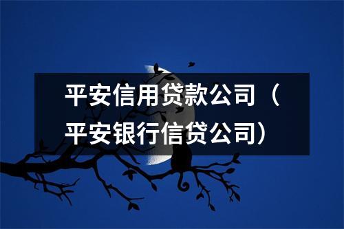 平安信用贷款公司（平安银行信贷公司）