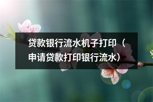 贷款银行流水机子打印（申请贷款打印银行流水）