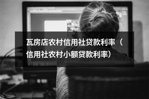 瓦房店农村信用社贷款利率（信用社农村小额贷款利率）