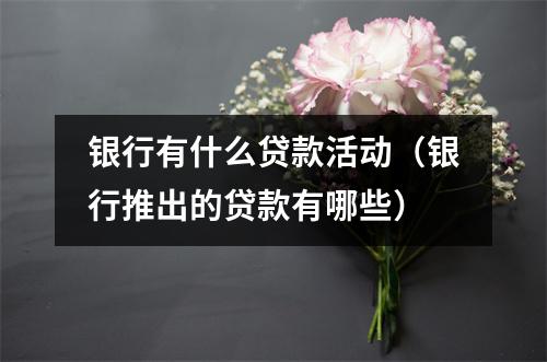 银行有什么贷款活动（银行推出的贷款有哪些）
