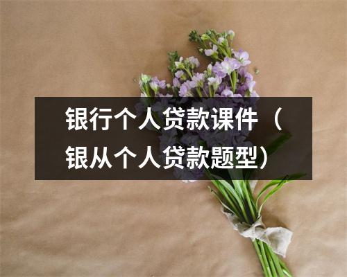 银行个人贷款课件(银从个人贷款题型)